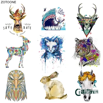

Iron on Patch Animal Deer Tiger Rabbit Shark Owl Patch Transfers for Clothing T-shirt Diy Stickers Heat Transfers Appliques G