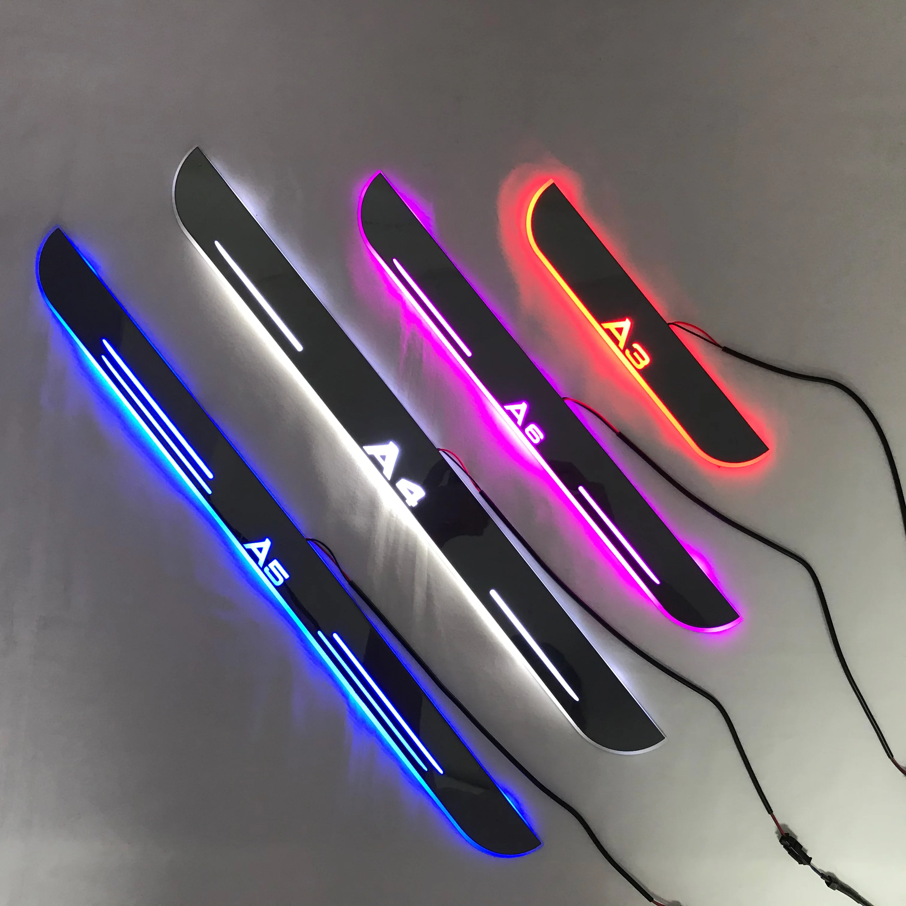 

led moving door scuff for Audi a3 a4 a5 a6 special-purpose ynamic door sill plate welcome lamp lining overlay Flow/fixed light