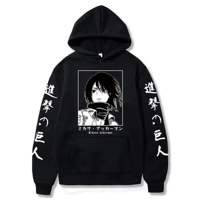 Attack On Titan Hoodie Japanese Anime Hingeki No Kyojin Graphic Sweatshirt Pullover Casual Hooded Streetwear Tops Unisex Black13