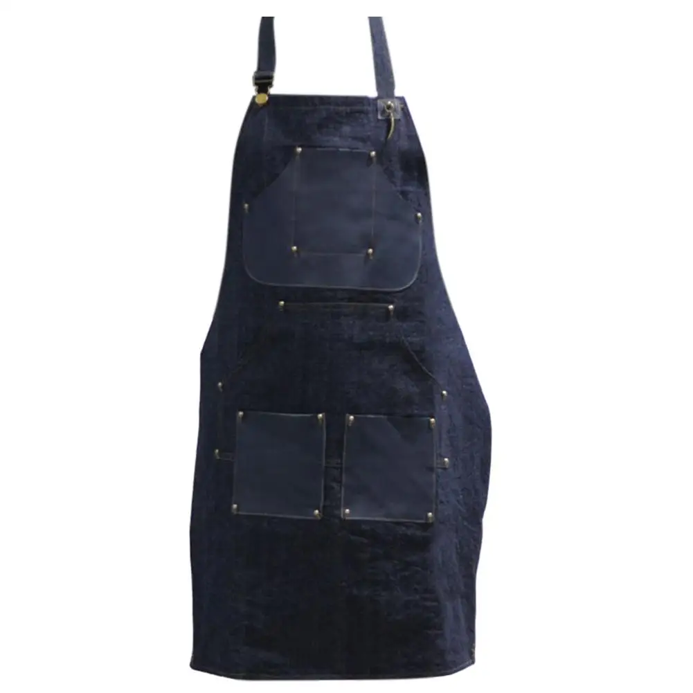 Denim Apron Unisex Denim Apron with Adjustable Bib for Chef Kitchen Barbecue Grill 4