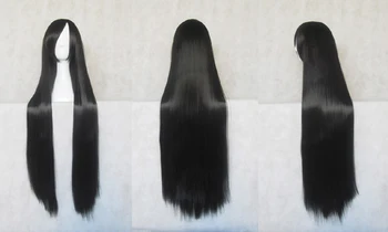 

Kikyou Li Xingke Mio Akiyama Cosplay Wigs High-temperature Fiber Synthetic Hair 39inches Black Long Straight Hair+free wig cap