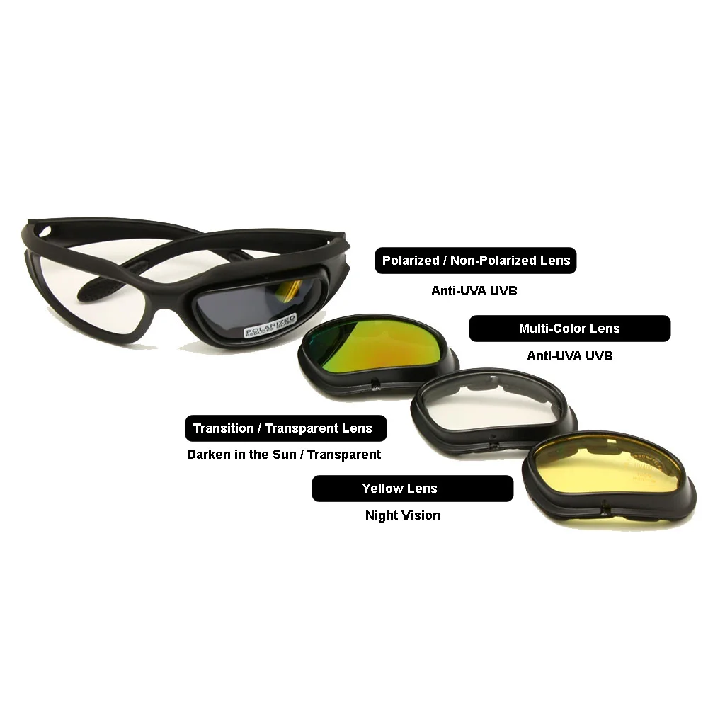 Поляризационные армейские очки, военные солнцезащитные очки с 4 линзами, набор, мужские тактические очки для игры в бурю в пустыне, спортивные очки, Daisy C5