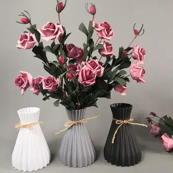 

Plastic Vases Simulation Rattan Basket Dried Flower Vases Flower Pot DIY Desktop Ornement Vases for Room Decoration Home Decor