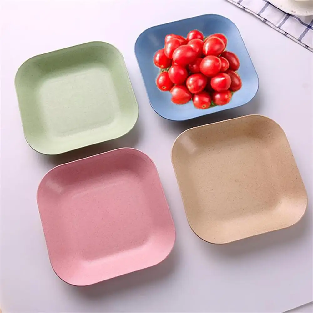 

Studyset Nordic Style Square Shape Wheat Straw Plate Tableware for Steak Meal