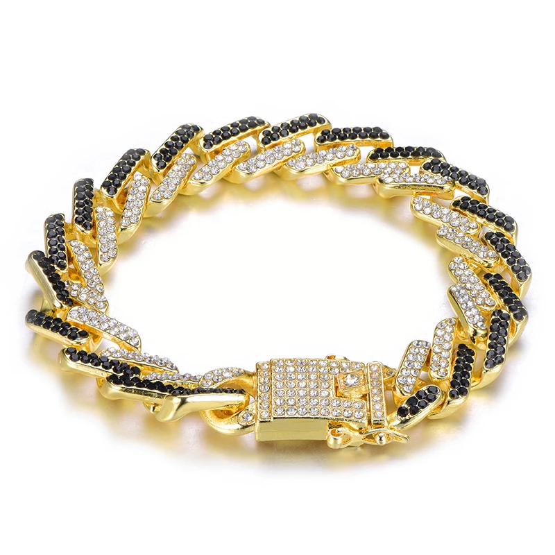 Хип хоп 13 мм полностью микро проложить CZ камень Bling Iced Out Бабочка Пряжка браслет