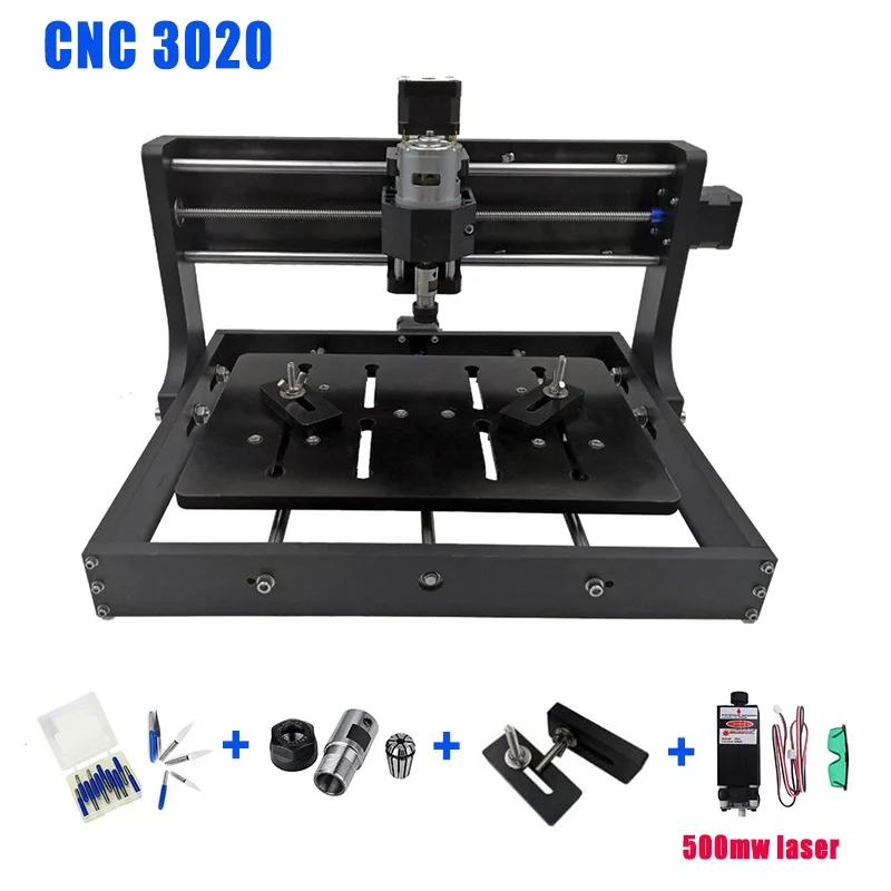 CNC 3020 с ER11 Diy мини ЧПУ машина, 3 оси pcb фрезерный станок, древесины маршрутизатор, лазерная гравировка с GRBL управления и офлайн - Цвет: 500mw laser
