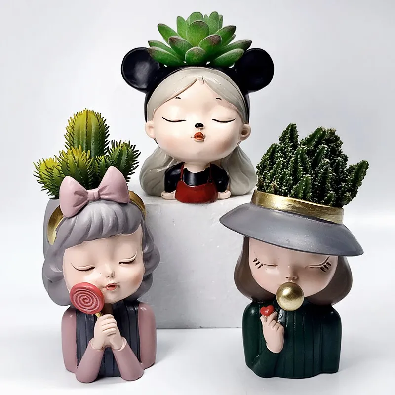 Силиконовая 3d форма для девочек цветов горшков суккулентов сделай сам
