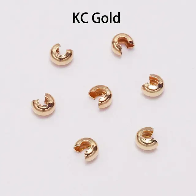 50-100pcs/lot Copper Round Covers Crimp End Beads Dia 3 4 5 mm Stopper Spacer Beads For DIY Jewelry Making Findings Supplies KC Gold 100Pcs