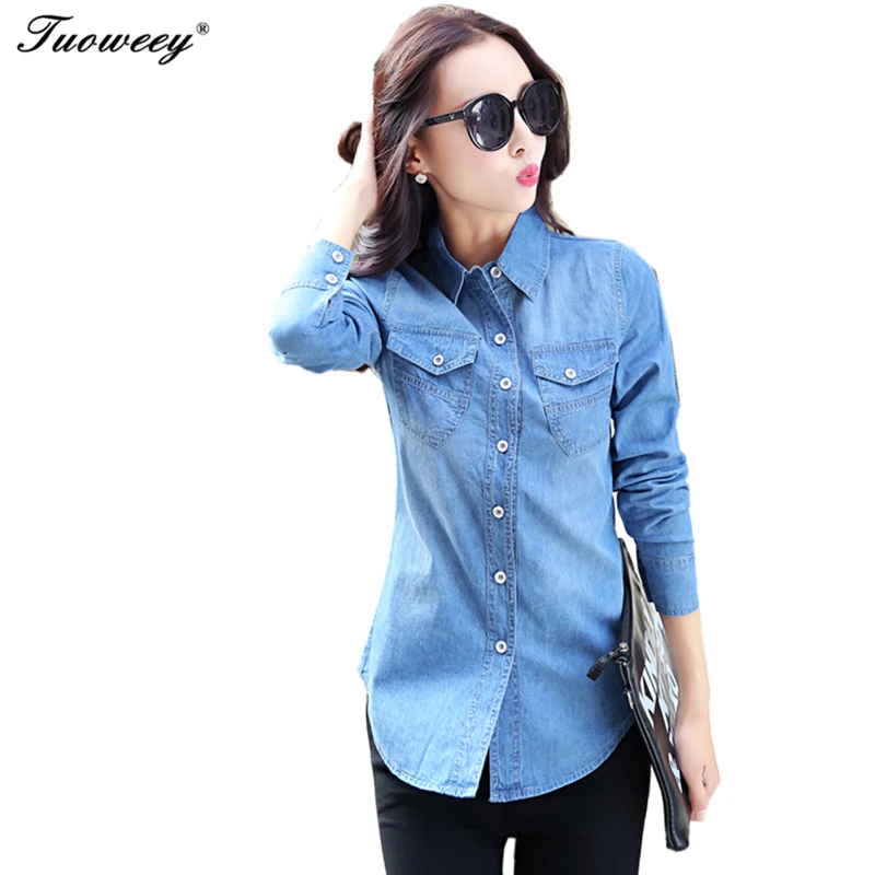 Women Cotton Denim Shirt 2021 Chemise 