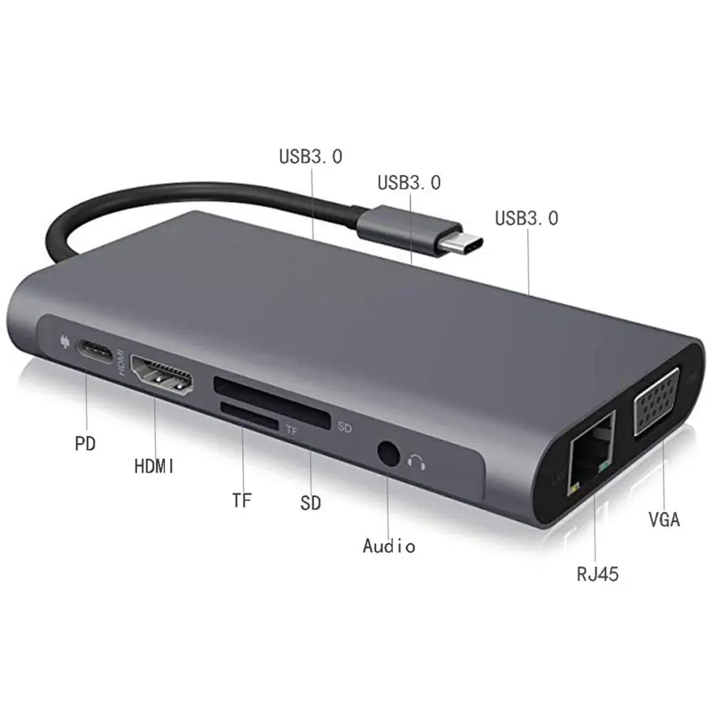 Высокое качество 10 в 1 Тип C многофункциональная Hd док станция для Usb3.1 Rj45