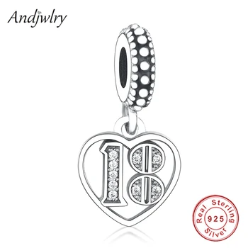 

Fit Original Pandora Charms Bracelet 925 Sterling Silver 18th Celebration Dangle Charm Pendant DIY Jewelry Berloque