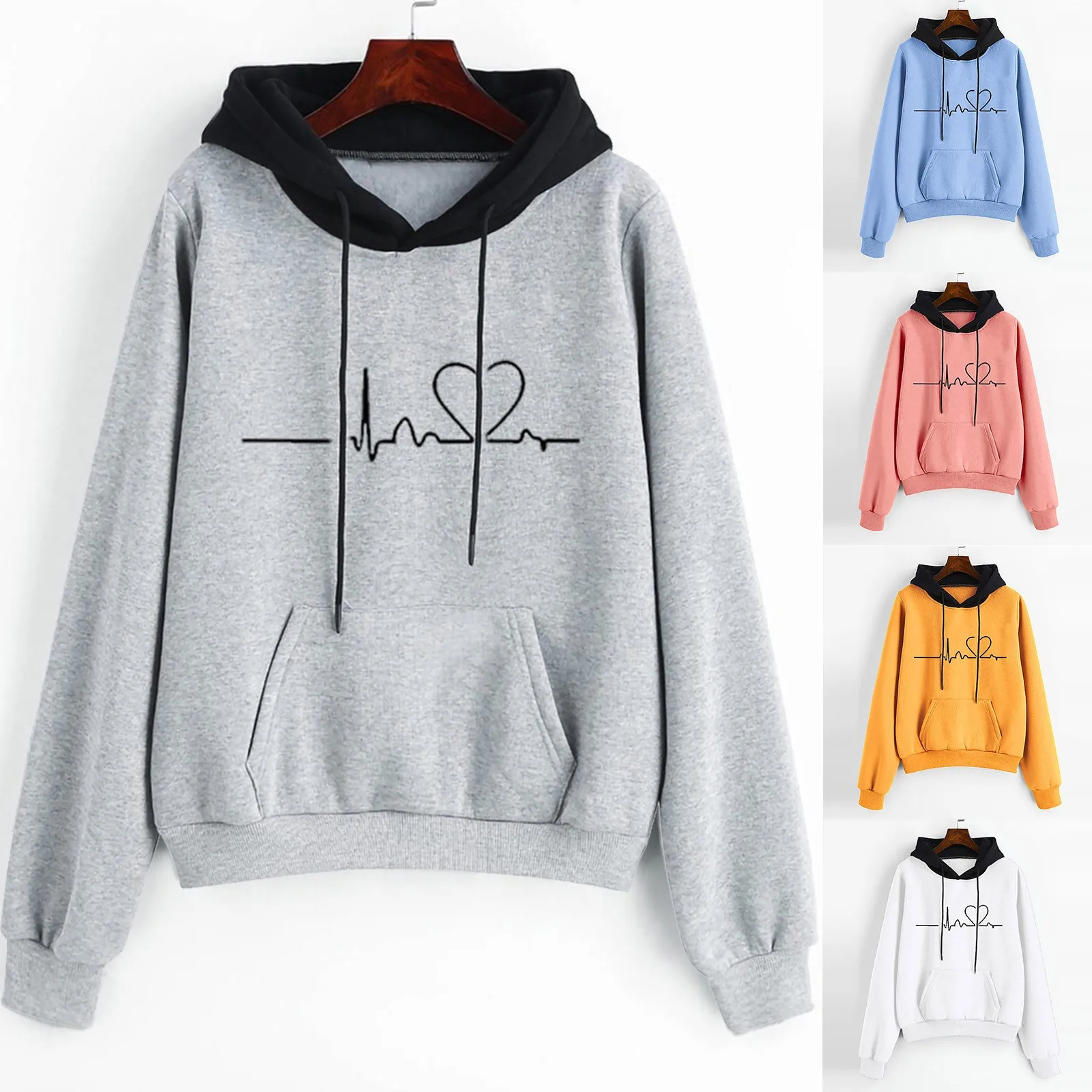 Plus Size Hoodie Sweatshirts Women Fashion Long Sleeve Electrocar Diogram Print Hoodie Pullover Sweatshirt Sudaderas Con Capucha 1