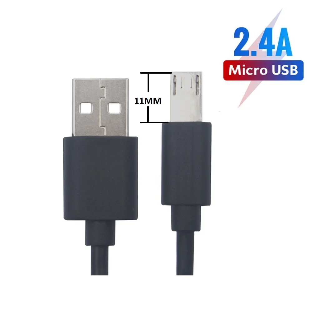 11 мм длиной микро СВЕТОДИОДНЫЙ модуль панели управления зарядный провод USB шнур телефонный кабель для зарядного устройства для Blackview A7 A20 BV6000 Doogee S80 S70 X20 X55 - Цвет: Black Micro 11mmLong