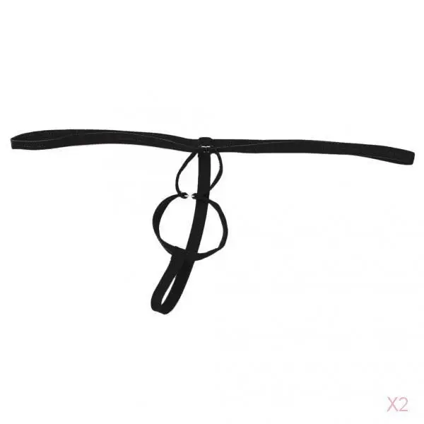 2x Sexy Hot Men T-back Lingerie Double Ring G-String Pouch Briefs Thong Underwear Black