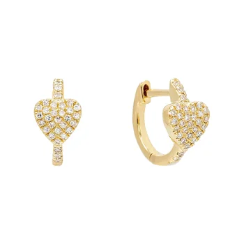 

LOZRUNVE DDelicate Dainty Pave CZ Heart Huggie Earring 14k 18k Gold