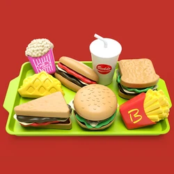 Mini jouets de cuisine pour enfants, maison de jeu, jouets éducatifs, Simulation de cuisine, puces, modèle de Hamburger 