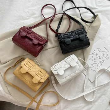 

Fashion Lattice Pattern Women Shoulder Bags PU Leather Ladies Solid Color Messenger Crossbody Handbags Simple Female Flap Pouch