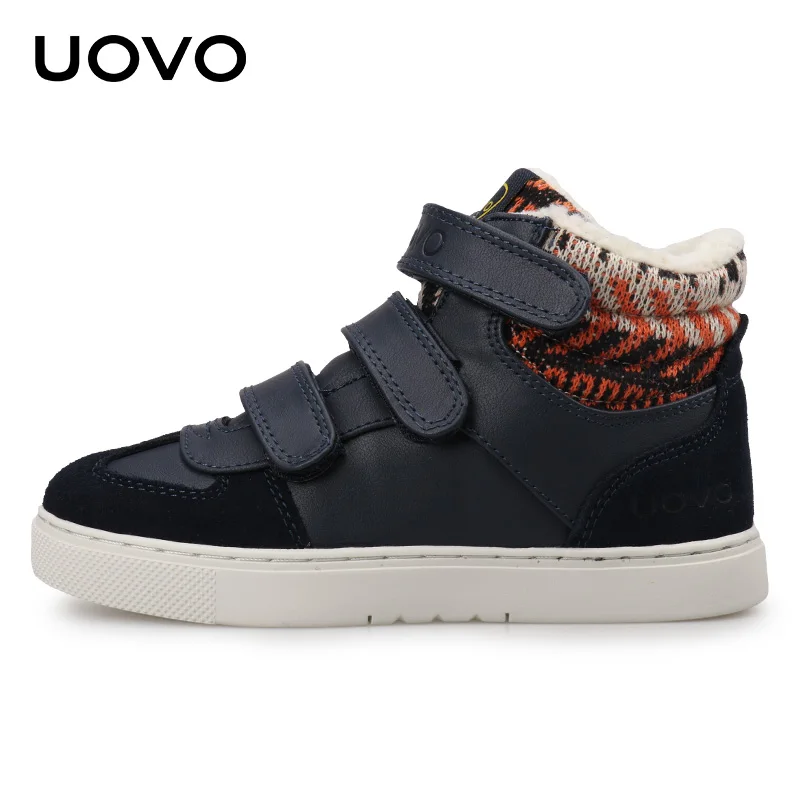 UOVO, зимние кроссовки для детей, модная теплая спортивная обувь для детей, повседневная обувь для больших мальчиков и девочек, размер#30-39