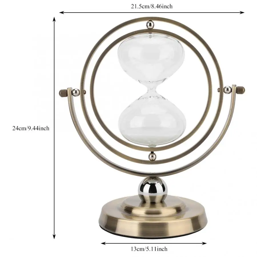 Песочный таймер час 15 минут вращающиеся песочные часы, металлический стеклянный песочный таймер для винтажного домашнего декора часы стекло 60 минут