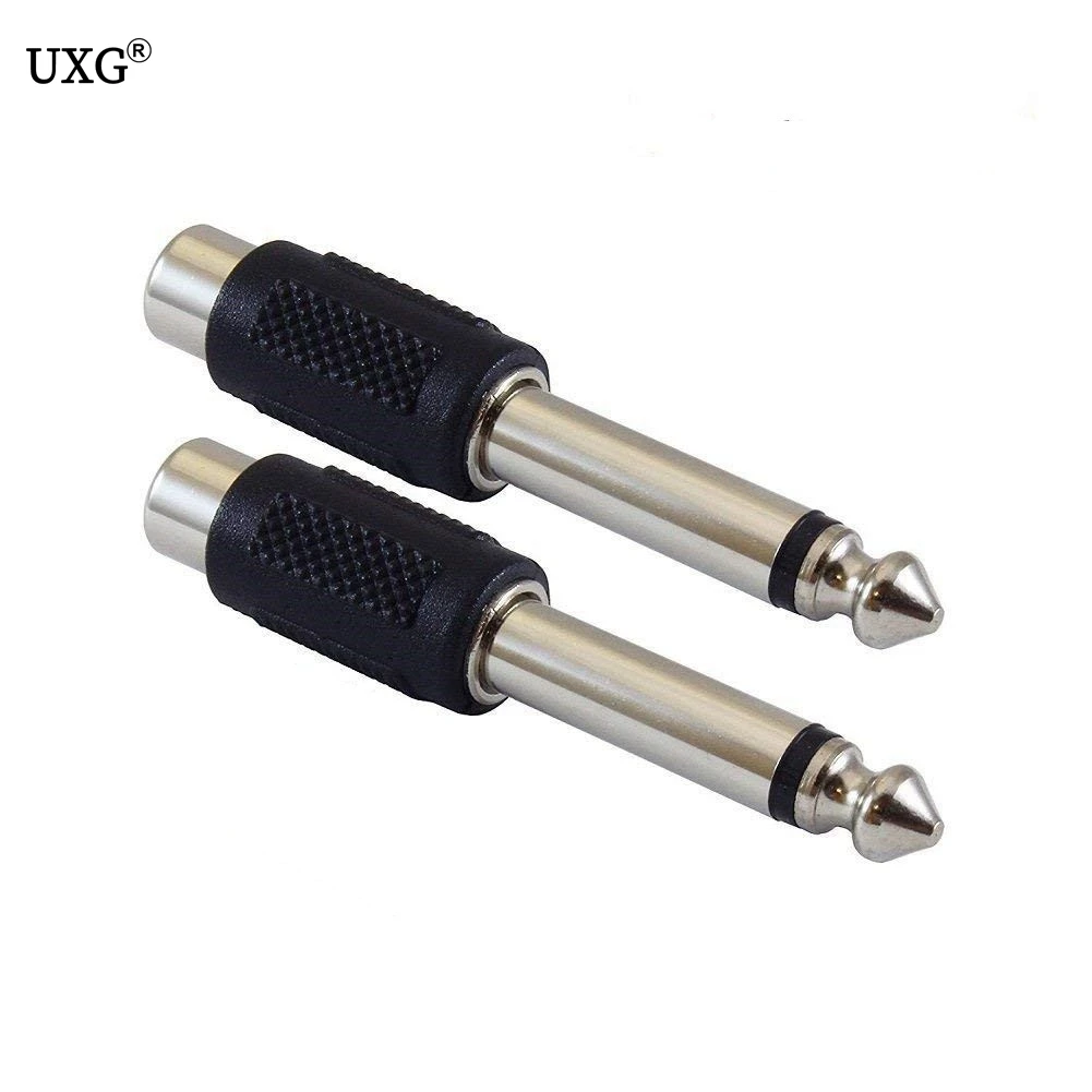 Никелированный RCA Женский до 1/4 &quotTS аудио литой адаптер подходит для камер