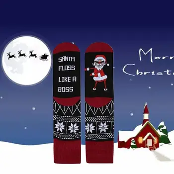 

Unisex Christmas Holiday Cotton Crew Socks Funny Santa Claus Winter Hosiery Gift