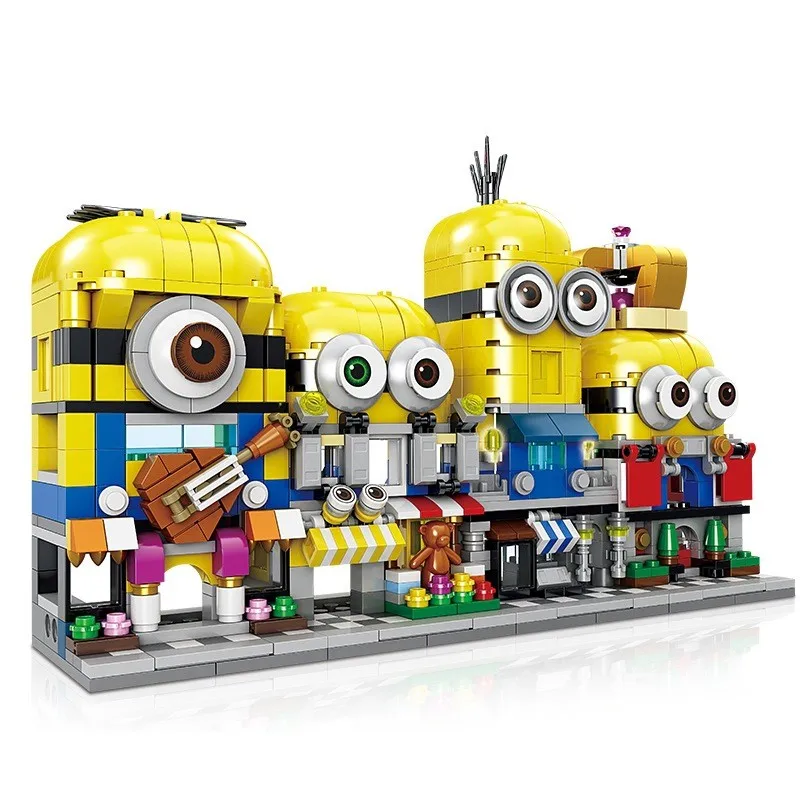 

City Street Architecture Creator Expert Building Blocks Minions Bob Kevin City Store Technic Bricks Gift Toys For Girls