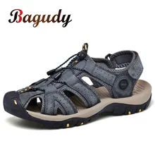 Летняя мужская обувь, сандали из натуральной кожи повседневная обувь качество конструирования модели пляжные сандалии для прогулок в римском стиле водные кроссовки Большие размеры 38–46