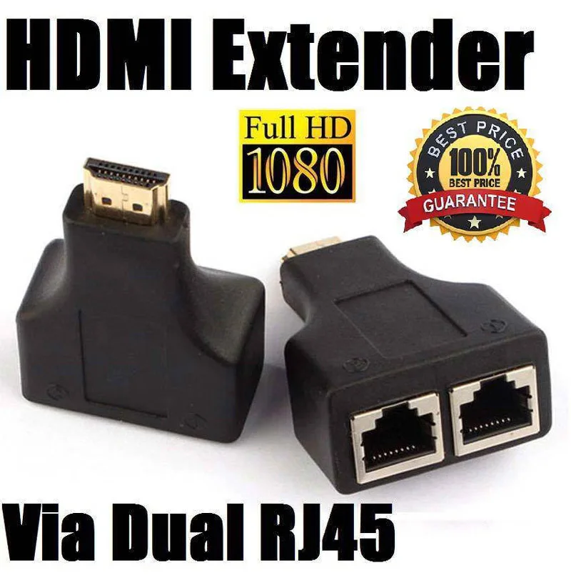 

HDMI Extender to Dual RJ45 Over Cat 5e/6 Network Ethernet 4K Adapter HD 1080P Hdmi Extender Dual RJ45 Over Cat 5e/6 Netwerk Ethe