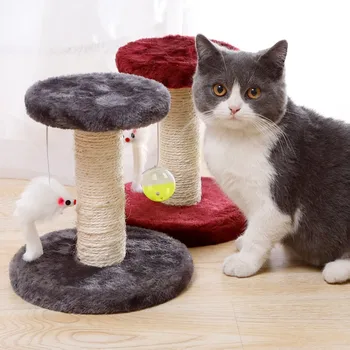 

Pet Cat Climbing Frame Double Drop Ball Mouse Plush Grinding Claw Sisal Column for Cats Wood Climbing Tree Cat Tree Towers