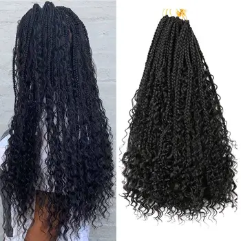 

DAIRESS 22" River Crochet Box Braids With Curls Boho Braids 12 Strands Goddess Box Braids Crochet Hair Extensions Curly Ends