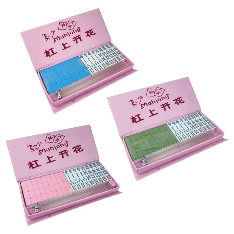 

Portable 24mm Mini Chinese Mahjong Double Color Tiles Family Board Games Set with Storage Case Dice for Travel Party