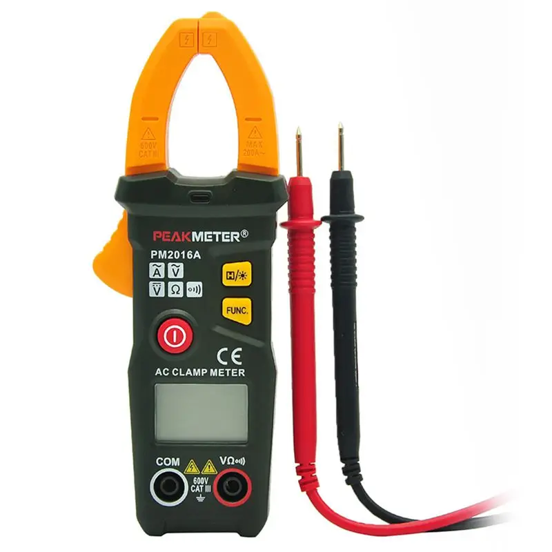 PEAKMETER PM2016A цифровой клещи мультиметр 6000 отсчетов портативный ручной хранение данных AC/DC напряжение сопротивление, частота