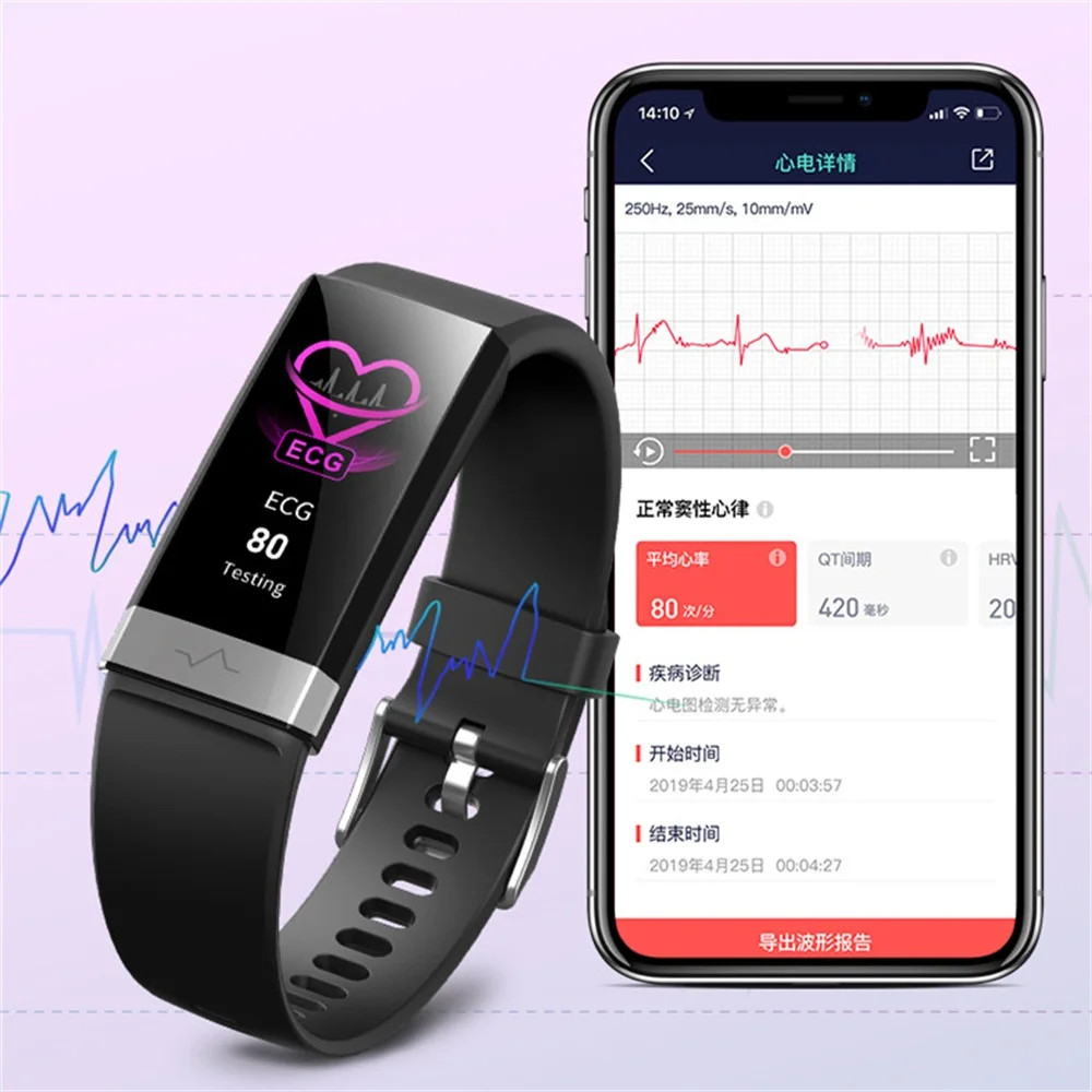 Здоровье смарт-браслет ЭКГ PPG HRV пульсометр Монитор артериального давления спортивный Шагомер фитнес-браслет трекер активности браслет