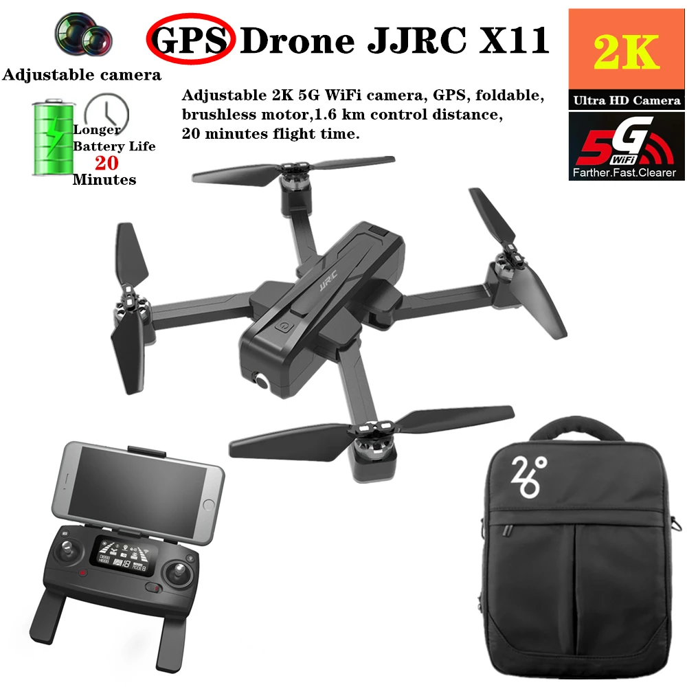 JJRC X11 GPS RC Drones With 2K 5G WiFi HD Camera Optical Flow Follow Pro Selfie Brushless Quadcopter Fly 20mins VS B4W F11