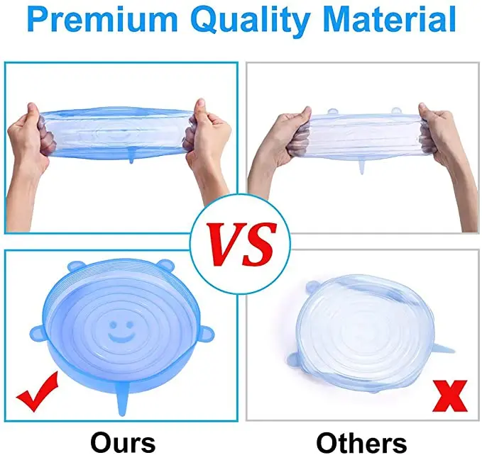 6/12/18/24 Pcs Silicone Cover Stretch Lids Reusable Airtight Food Wrap Covers Keeping Fresh Seal Bowl Stretchy Wrap Cover