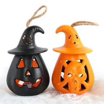 

Halloween Party Decoration LED Pumpkin Lantern Scary Hollow-out Skull Hooded Pumpkin Lamp Bar Scene Decor Hanging Props