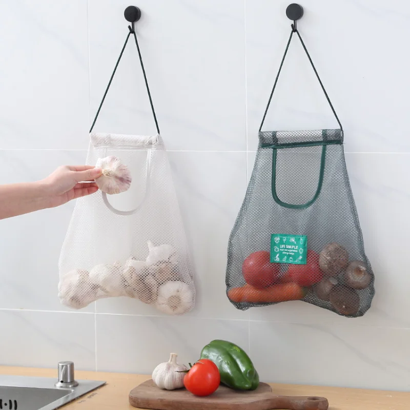 1pc Multifunctional Portable Fruit Vegetable Mesh Hanging Bag Kitchen Food Storage Hollow Breathable Garlic Onion Organizer | Дом и сад