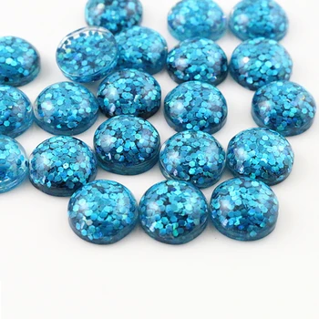 

New Fashion 40pcs 12mm Peacock blue color Flat Back Resin Cabochons Cameo G7-33