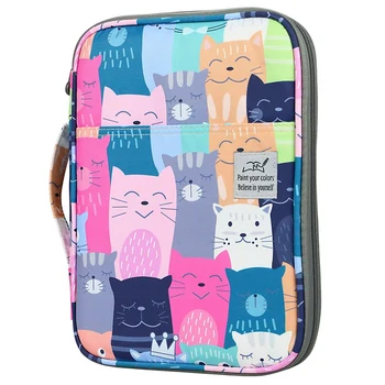 

96 Slots Colored Pencil Case Large Capacity Pencil Holder Pen Organizer Bag for Artist(Learning Cat)