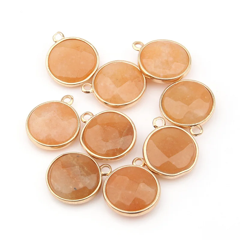 Pink Agate Натуральный камень круглой формы кулон Роза кварцз/тигровый глаз кулон DIY для ожерелья Аксессуары или ювелирных изделий - Окраска металла: Pink Agate