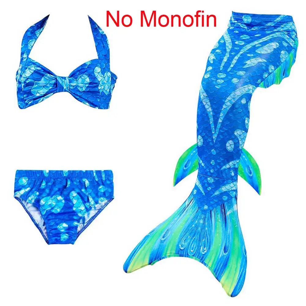 Костюм для плавания с хвостом русалки для девочек и бикини, купальный костюм с моновинкой или без него, детский купальный костюм русалки для костюмированной вечеринки - Цвет: Mermaid Set B 5