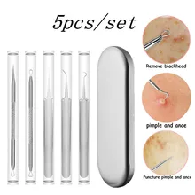 

5 Pcs/Set Professional Women Facial Blackhead Spot Stainless Steel Acne Removal Needles Set