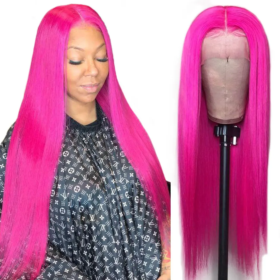 Customized Lace Front Human Hair Wigs 13*4 Red Wig Brazilian Straight For Black Women Non Remy | Шиньоны и парики