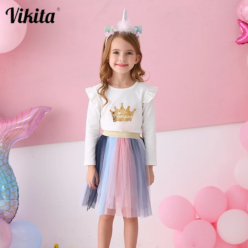 Faldas de princesa niñas de marca VIKITA, faldas de fiesta de cumpleaños , malla , faldas tutú niñas, falda de purpurina de tul|Faldas| - AliExpress