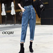 Женские джинсы с высокой талией, сексуальные повседневные джинсы, рваные джинсы в Корейском стиле, джинсы для мам