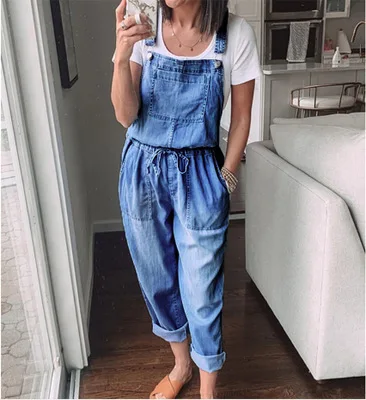 New Fashion Denim Jumpsuits Women Casual Jumpsuit Drawstring Overalls Female Summer Loose Rompers Комбинезон Женский 2020 #T1G New Fashion Denim Jumpsuits Women Casual Jumpsuit Drawstring Overalls Female Summer Loose Rompers Комбинезон Женский 2020 #T1G
