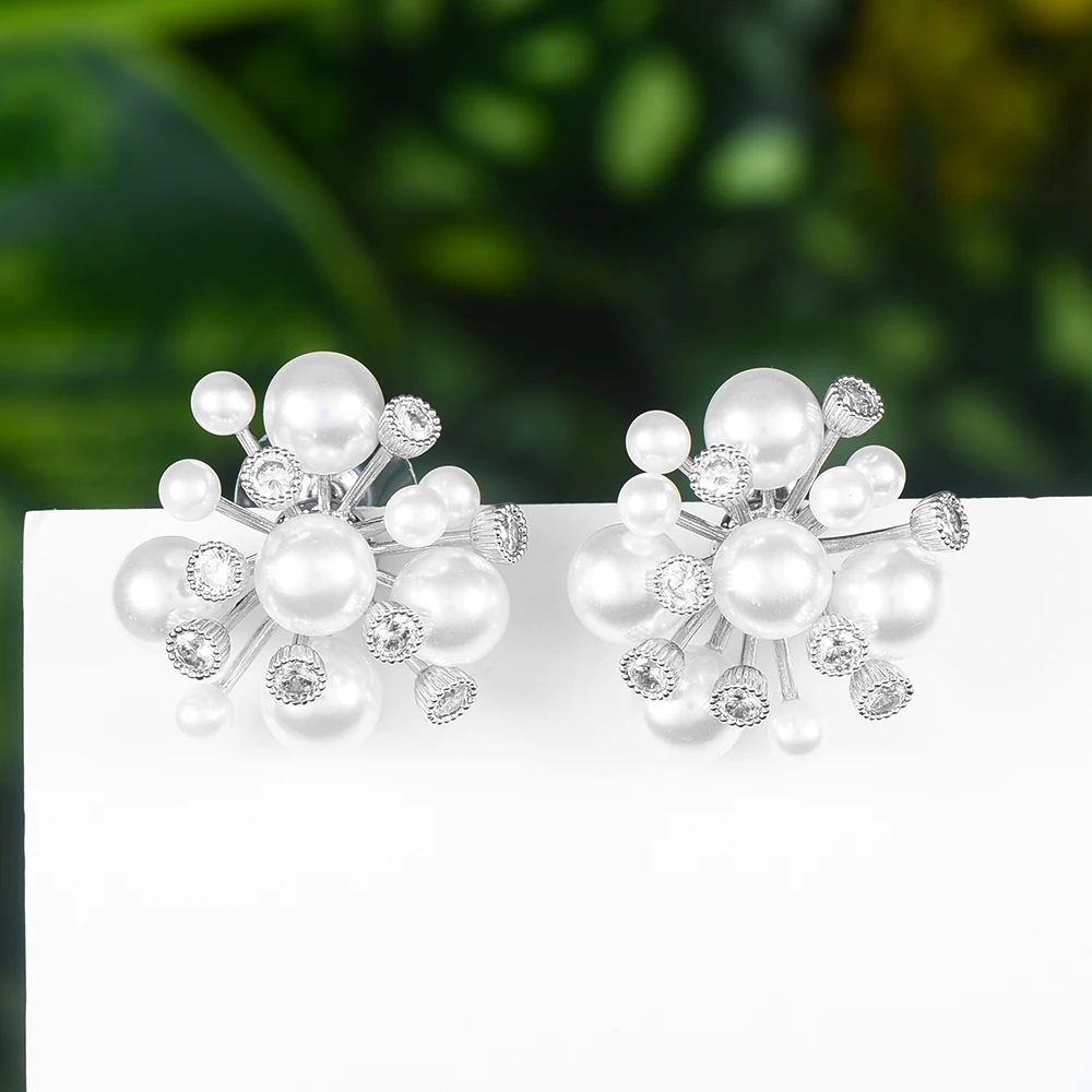 Missvikki, новинка, Роскошные блестящие жемчужины, фейерверк, серьги-гвоздики для невесты, свадьбы, для женщин, девушек, очаровательные, вечерние, аксессуары, модное ювелирное изделие