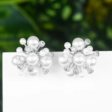 Missvikki, новинка, Роскошные блестящие жемчужины, фейерверк, серьги-гвоздики для невесты, свадьбы, для женщин, девушек, очаровательные, вечерние, аксессуары, модное ювелирное изделие