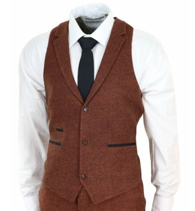 Newset Camel мужские костюмы из смешанной шерсти 3 предмета с зубчатым отворотом Terno Masculino мужской костюм в елочку с двумя пуговицами Slim Fit