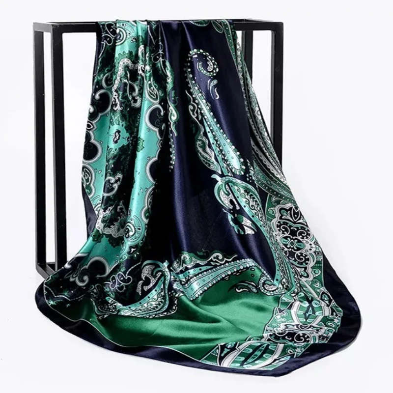 Шелковые шарфы Foulard 90*90 см квадратная голова хиджаб шарф Женский шифон шаль Бандана обертывание глушитель парео - Цвет: 32